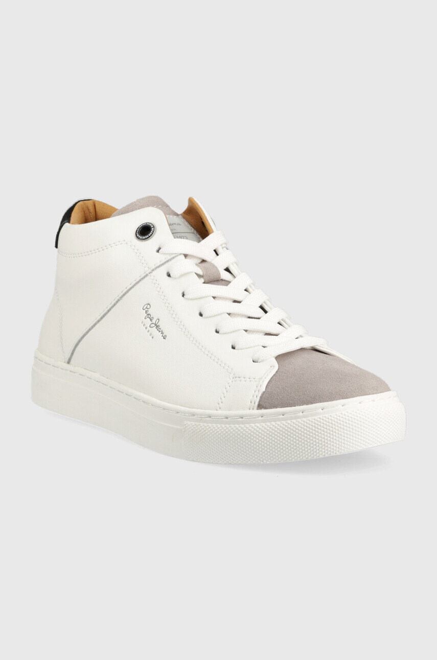 Pepe Jeans Кожени маратонки Joe Cup Half Boot в бяло - Pepit.bg