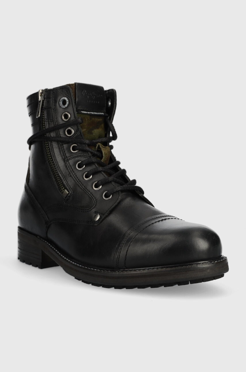 Pepe Jeans Кожени обувки Melting Combat в черно - Pepit.bg