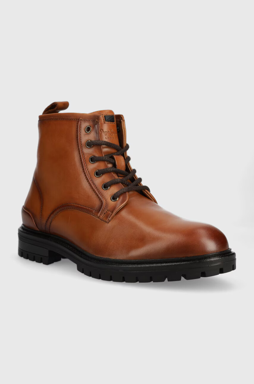 Pepe Jeans Кожени обувки Ned Boot Relief в кафяво - Pepit.bg