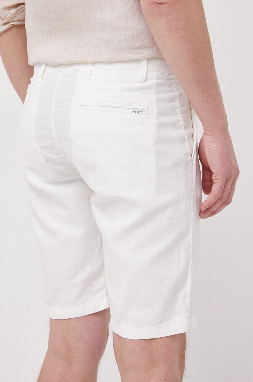 Pepe Jeans Къс панталон с лен Arkin в бяло - Pepit.bg