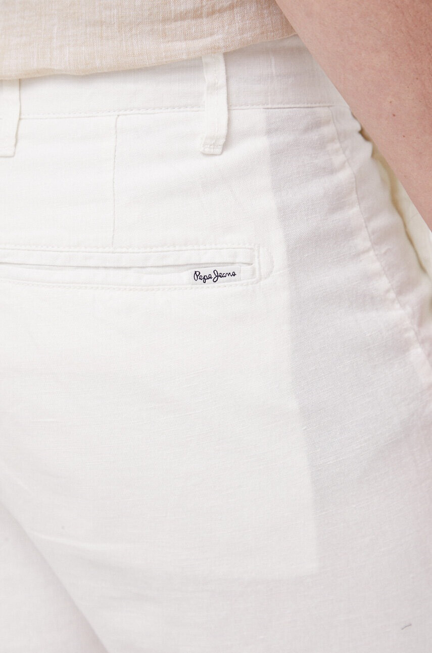 Pepe Jeans Къс панталон с лен Arkin в бяло - Pepit.bg