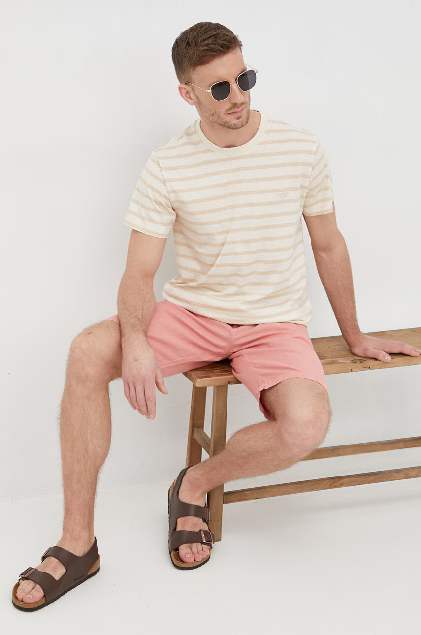 Pepe Jeans Къс панталон с лен Arkin Short Linen в розово - Pepit.bg