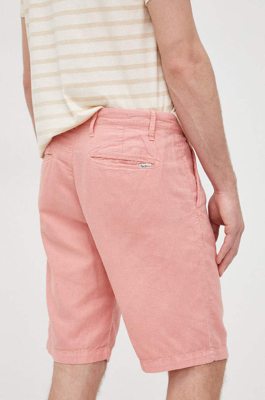 Pepe Jeans Къс панталон с лен Arkin Short Linen в розово - Pepit.bg