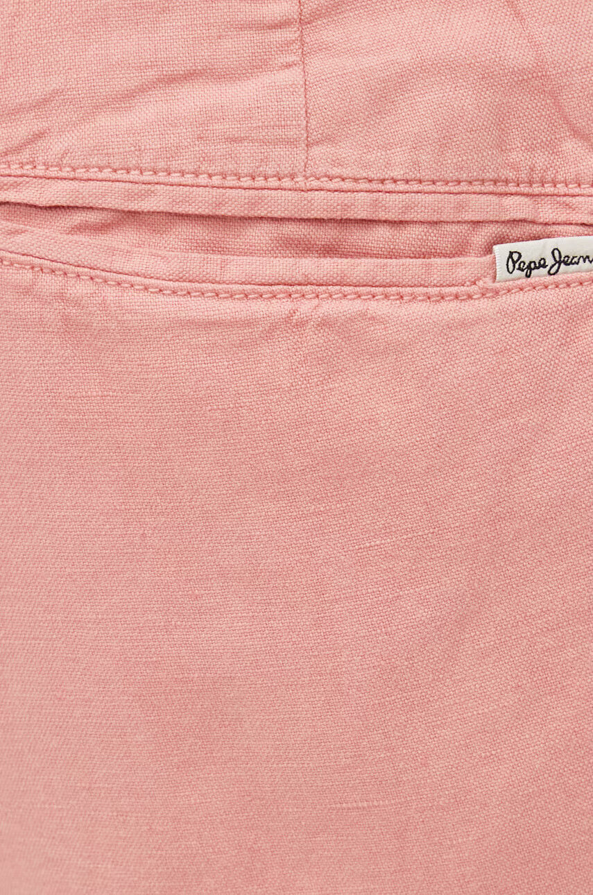 Pepe Jeans Къс панталон с лен Arkin Short Linen в розово - Pepit.bg