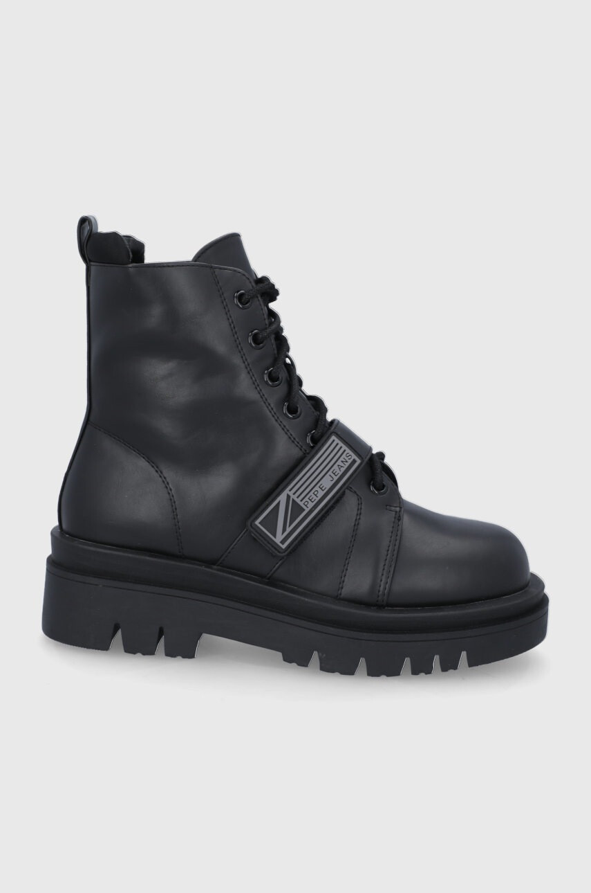 Pepe Jeans Кубинки Enfield Flag дамски в черно с платформа - Pepit.bg