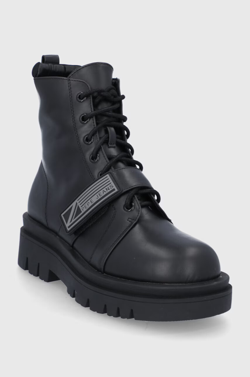Pepe Jeans Кубинки Enfield Flag дамски в черно с платформа - Pepit.bg