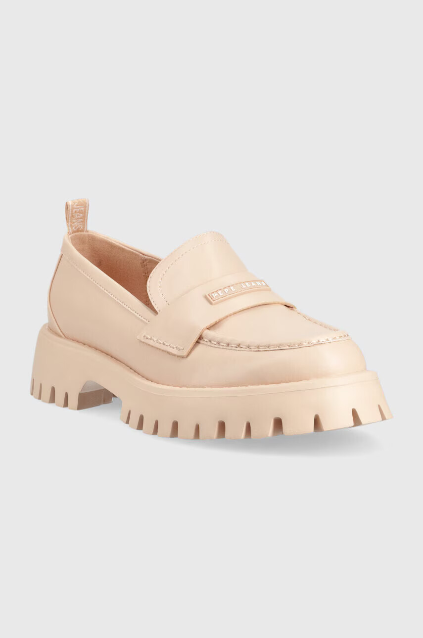 Pepe Jeans Мокасини OXFORD в розово с платформа PLS10408 - Pepit.bg