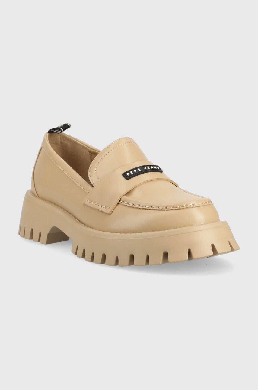 Pepe Jeans Мокасини OXFORD в бежово с платформа PLS10408 - Pepit.bg