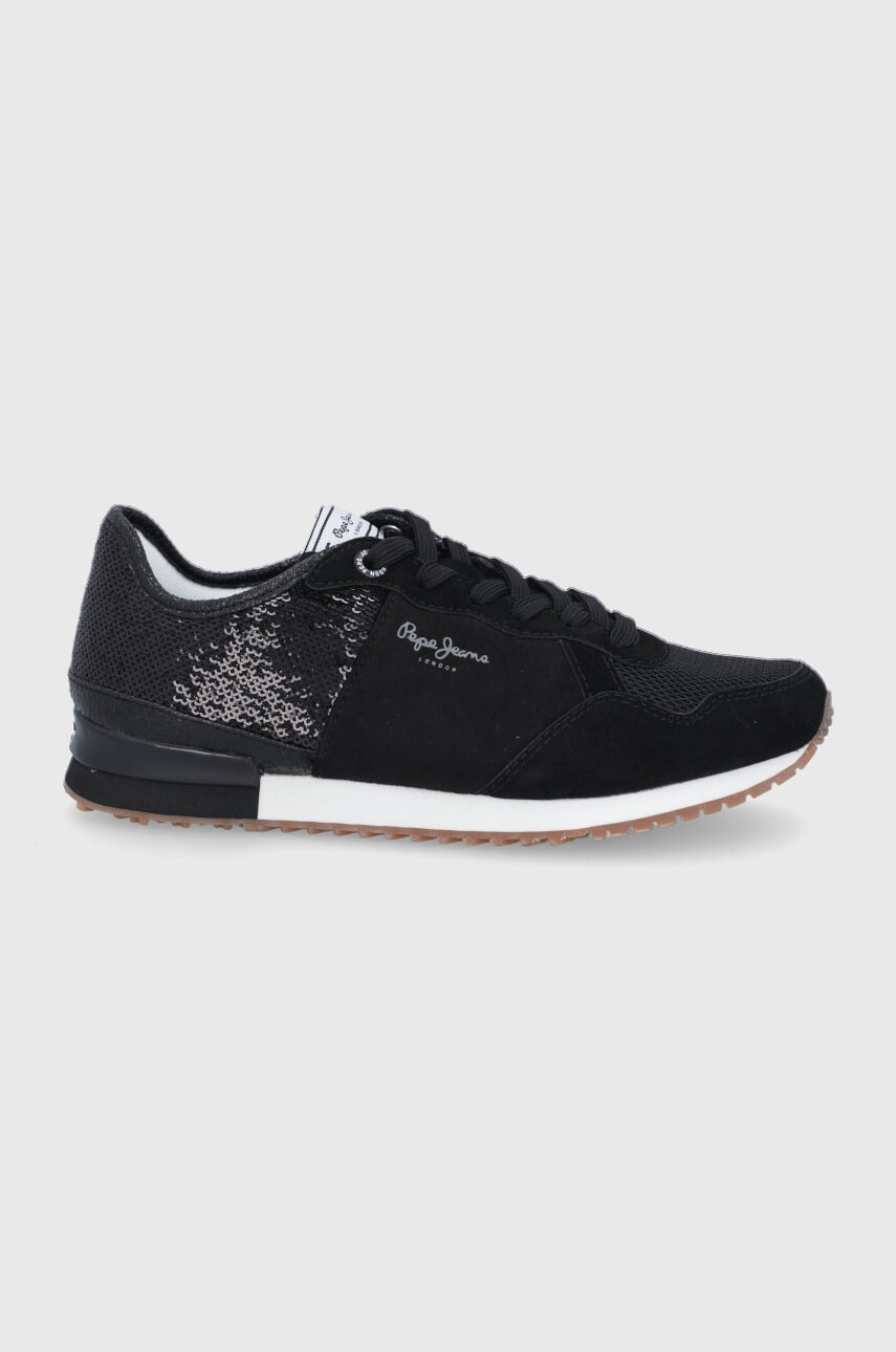 Pepe Jeans Обувки Archie Sequins в черно с равна подметка - Pepit.bg