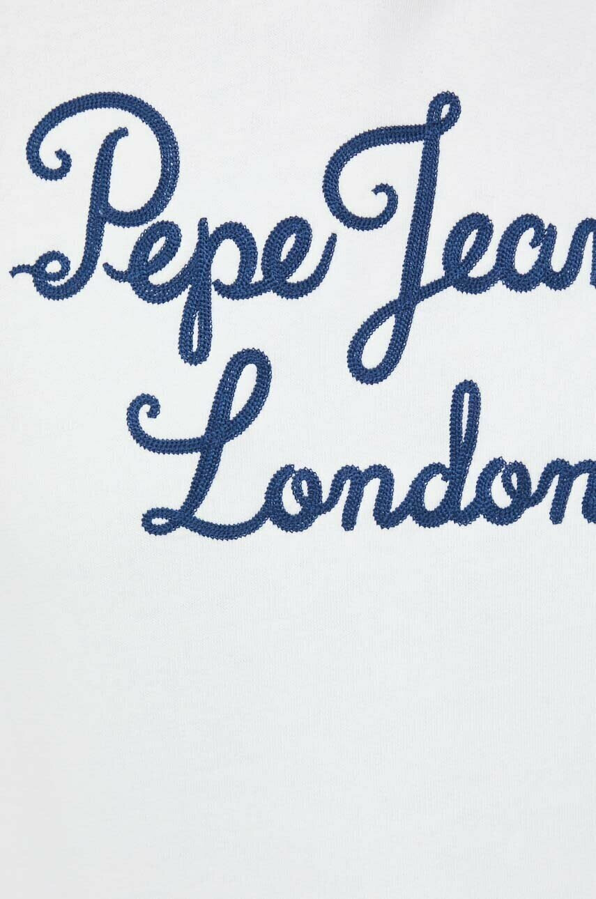 Pepe Jeans Памучен суичър в бяло с качулка с принт - Pepit.bg