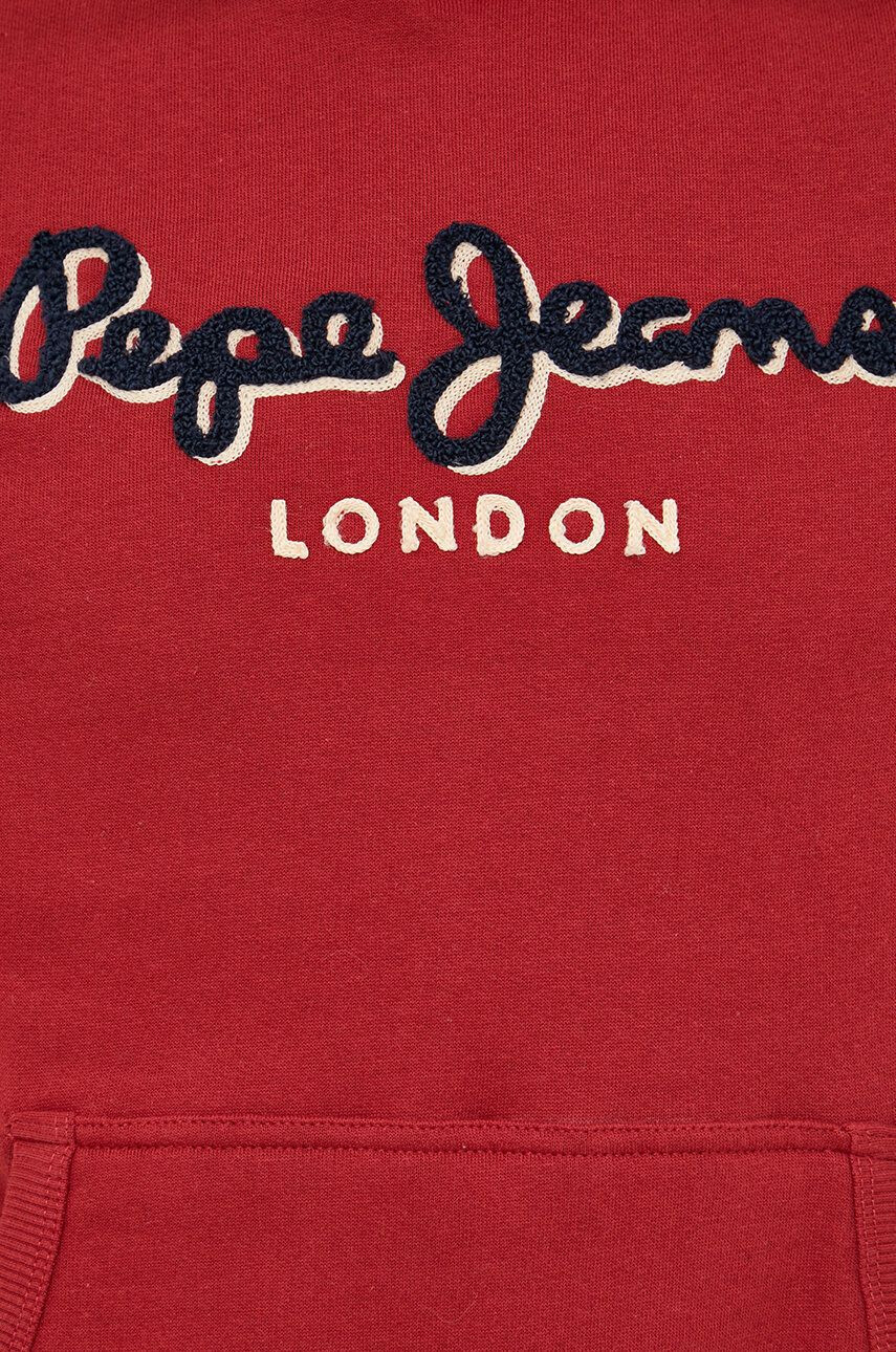 Pepe Jeans Памучен суичър в бордо с апликация - Pepit.bg