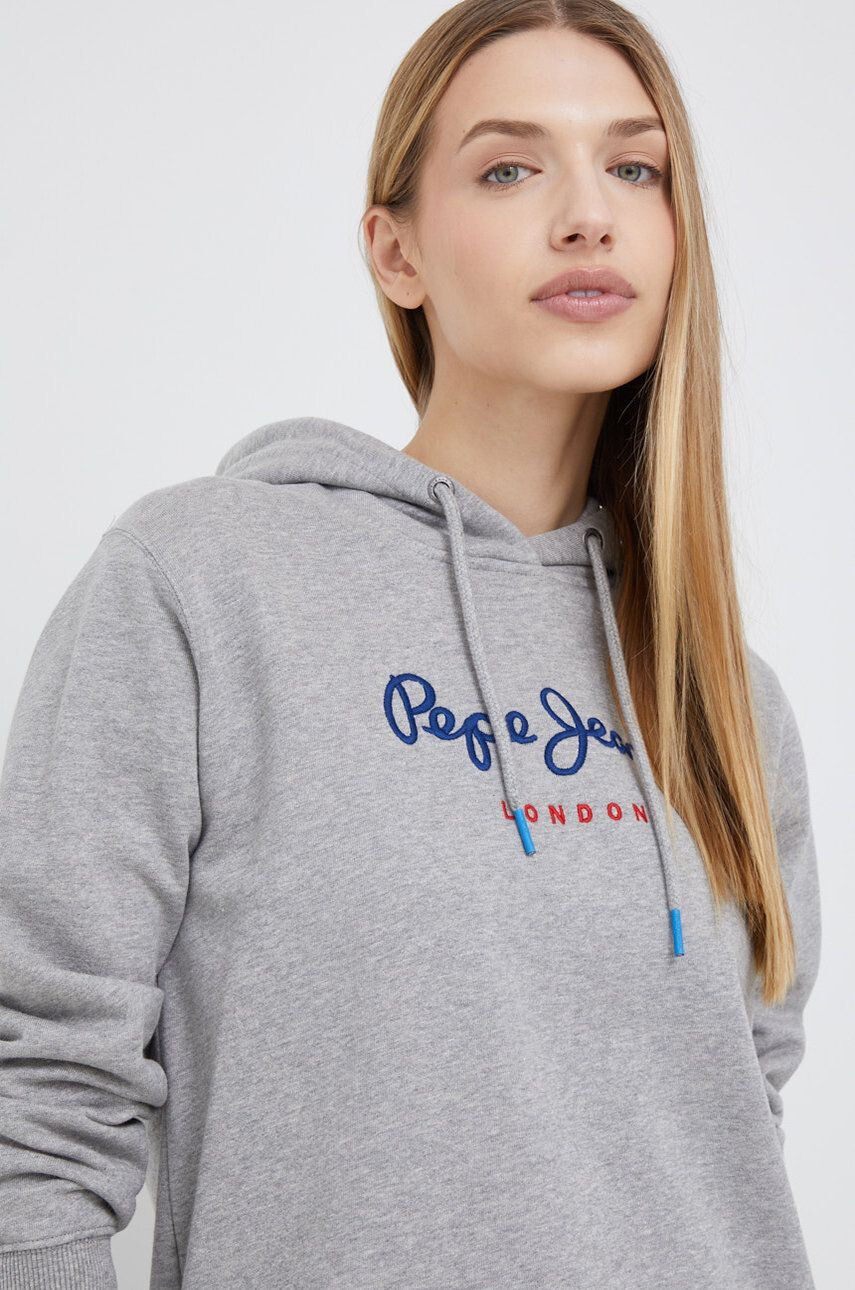 Pepe Jeans Памучен суичър в сиво с апликация - Pepit.bg