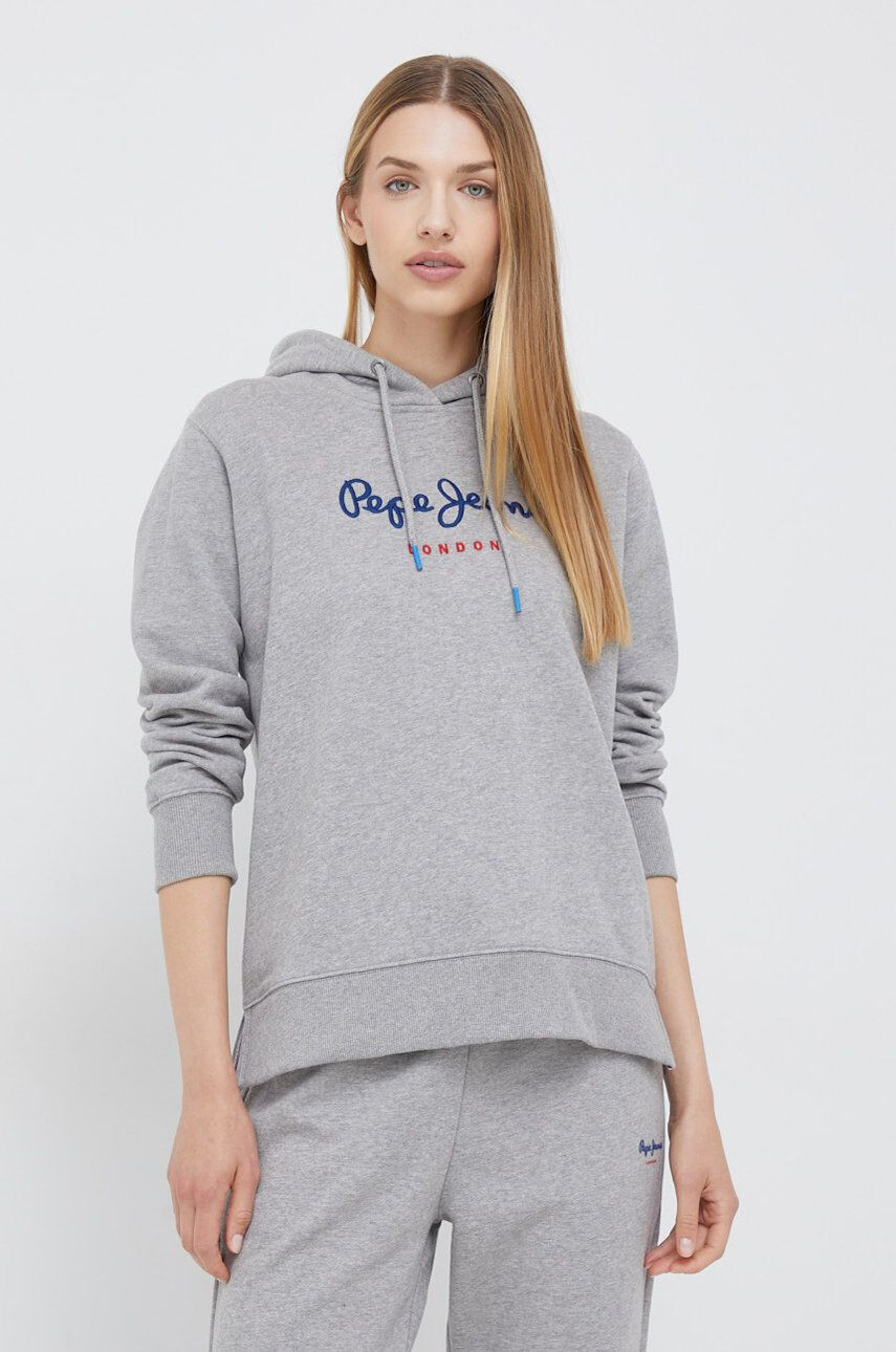 Pepe Jeans Памучен суичър в сиво с апликация - Pepit.bg