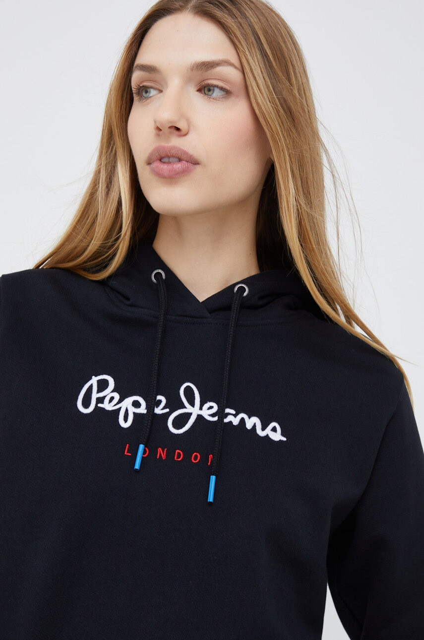 Pepe Jeans Памучен суичър в черно с апликация - Pepit.bg