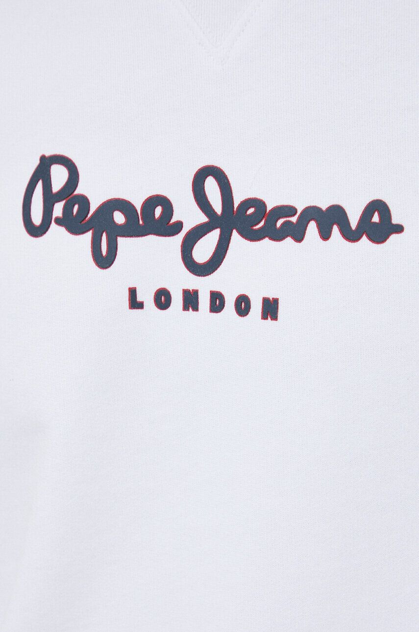 Pepe Jeans Памучен суичър в бяло с десен - Pepit.bg