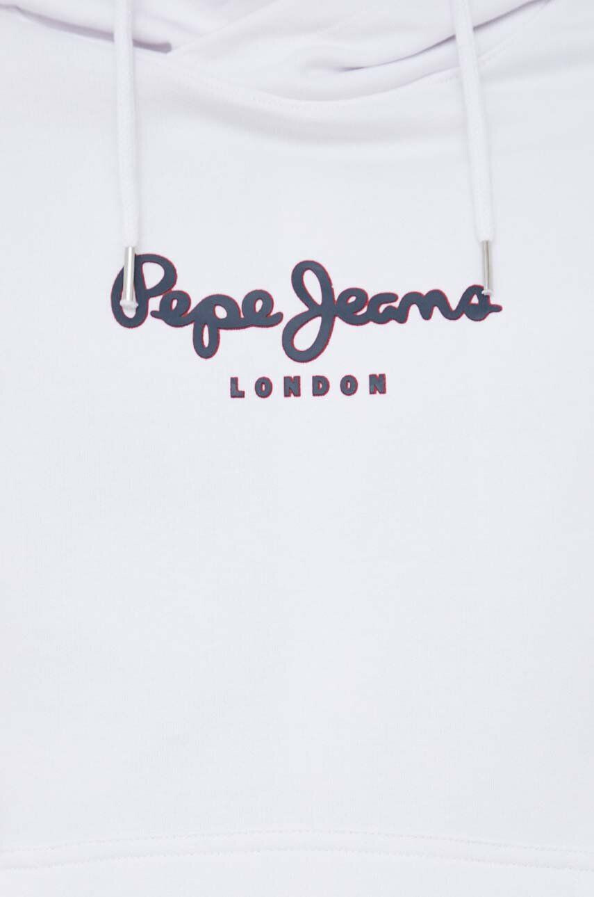 Pepe Jeans Памучен суичър Edward Hoodie в бяло с качулка с принт - Pepit.bg