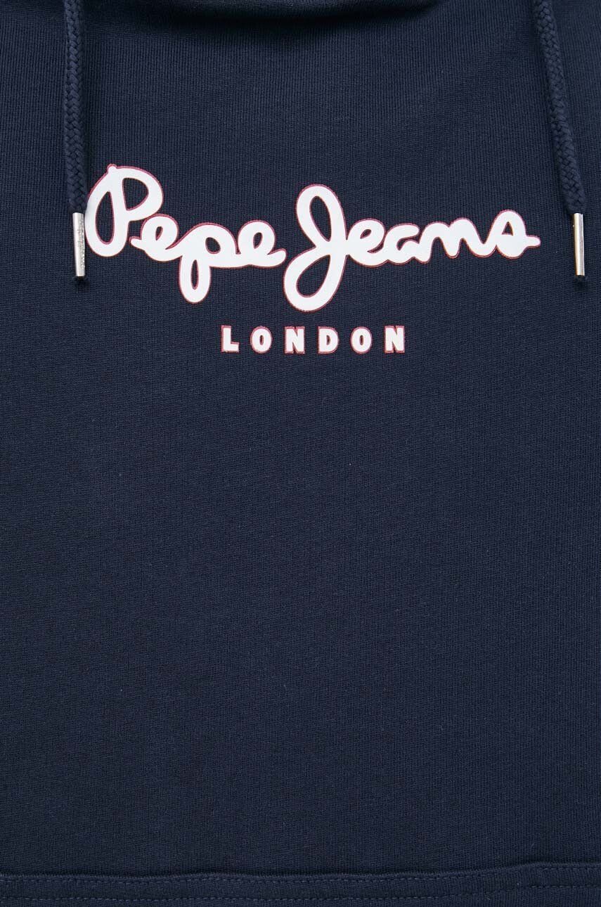 Pepe Jeans Памучен суичър Edward Hoodie в тъмносиньо с качулка с принт - Pepit.bg