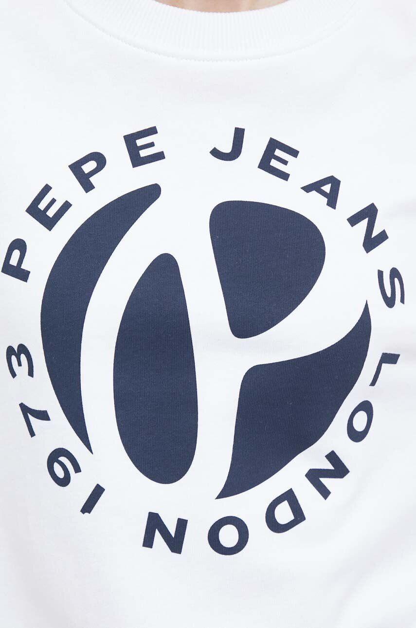 Pepe Jeans Памучен суичър Wyllile в бяло с принт - Pepit.bg