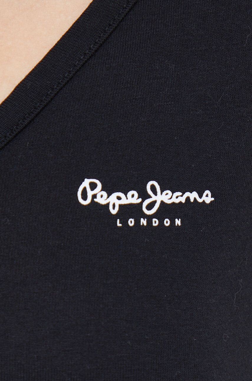 Pepe Jeans Памучна блуза с дълги ръкави в черно - Pepit.bg