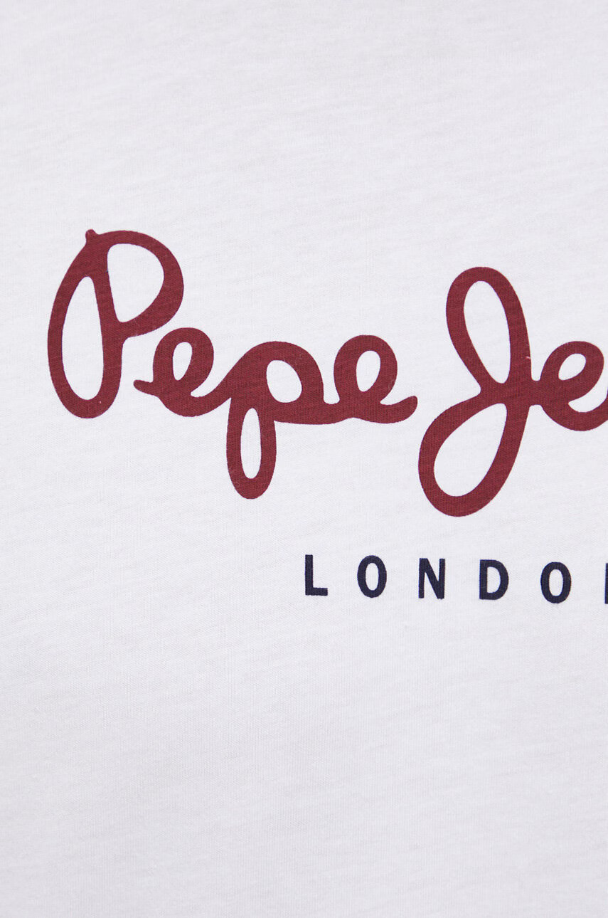 Pepe Jeans Памучна блуза с дълги ръкави Eggo Long в бяло с принт - Pepit.bg