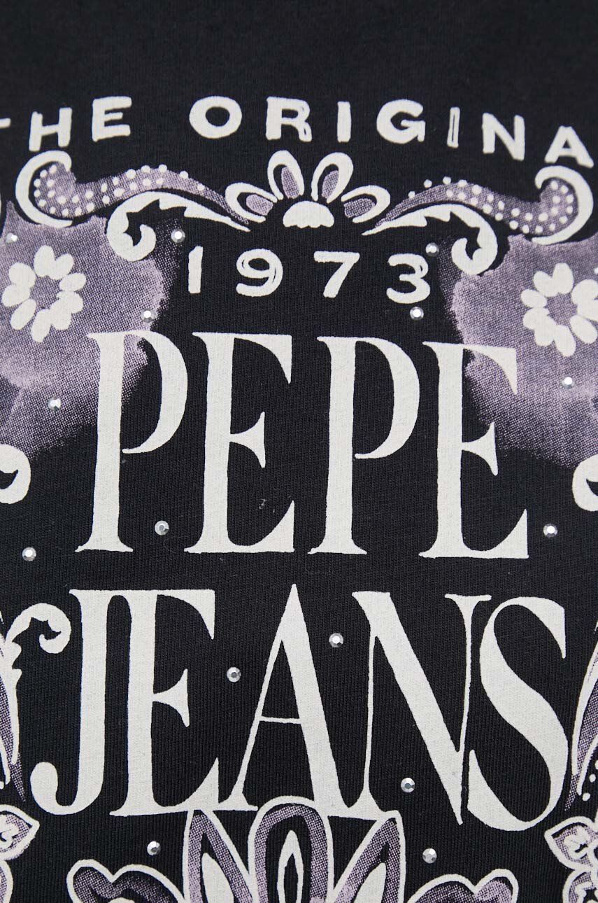 Pepe Jeans Памучна блуза с дълги ръкави Lulu в черно - Pepit.bg