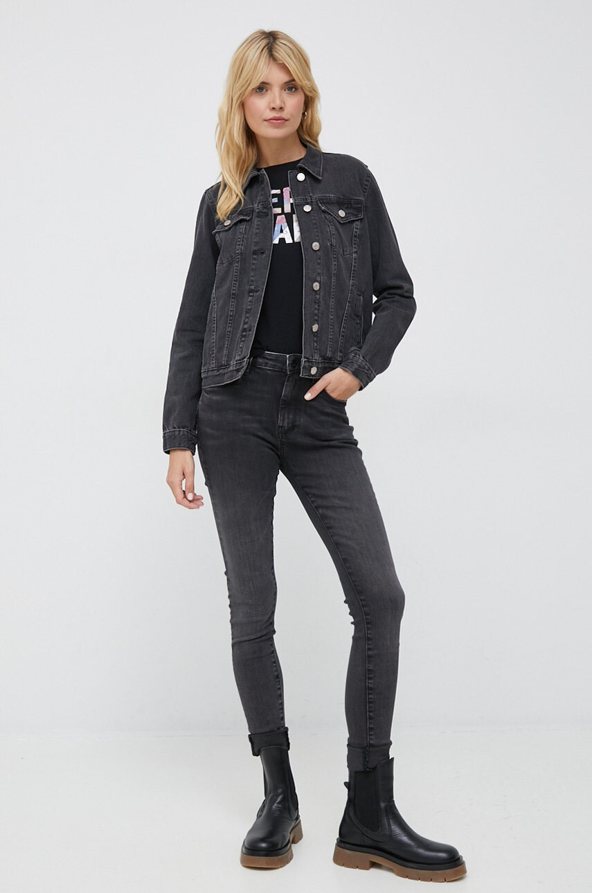 Pepe Jeans Памучна блуза с дълги ръкави Luna в черно - Pepit.bg