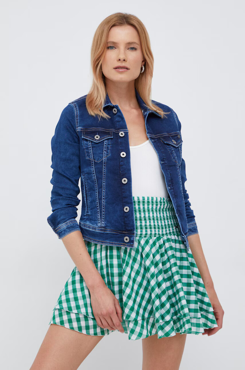 Pepe Jeans Памучна пола в зелено къс модел разкроен модел - Pepit.bg
