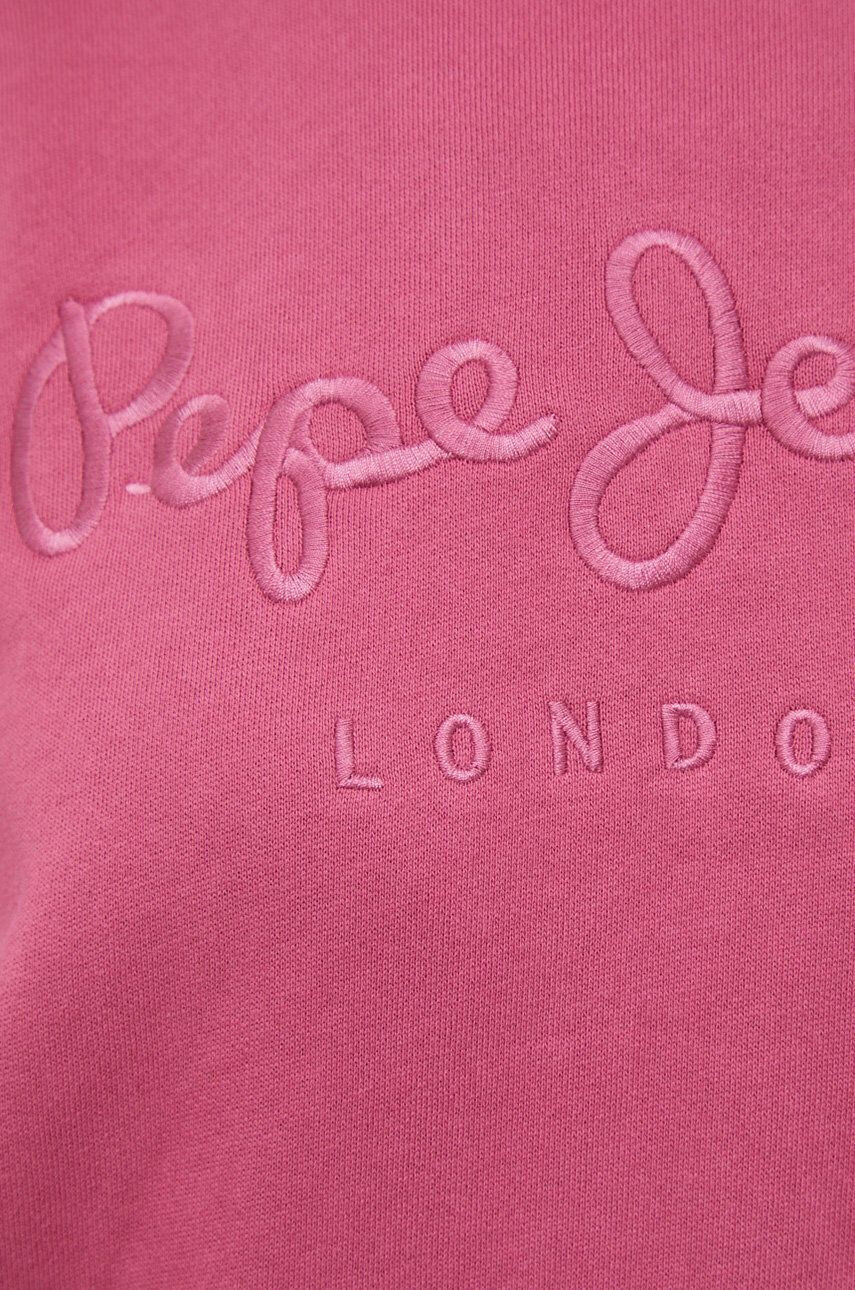 Pepe Jeans Памучна рокля Lexie в лилаво къс модел с уголемена кройка - Pepit.bg