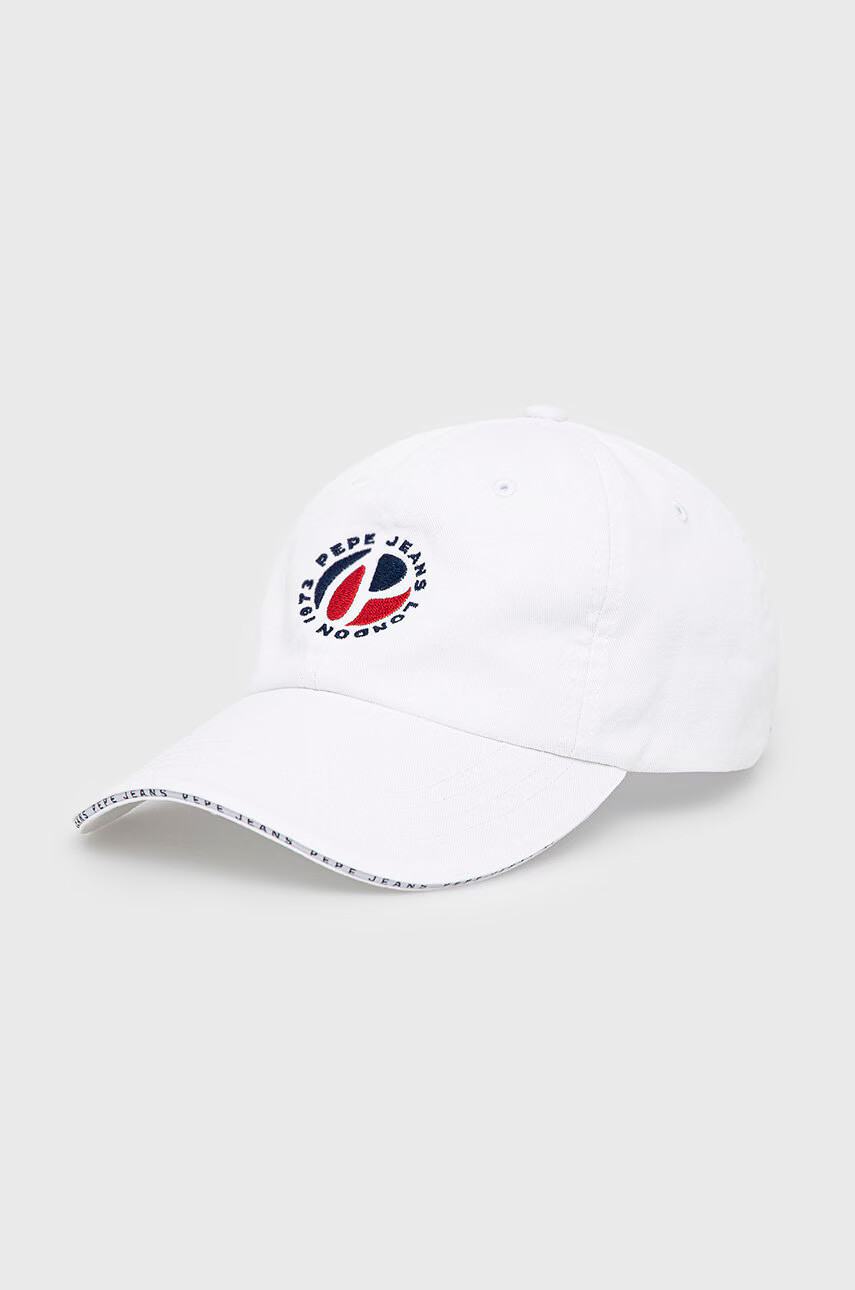 Pepe Jeans Памучна шапка Clara Cap в бяло с изчистен дизайн - Pepit.bg