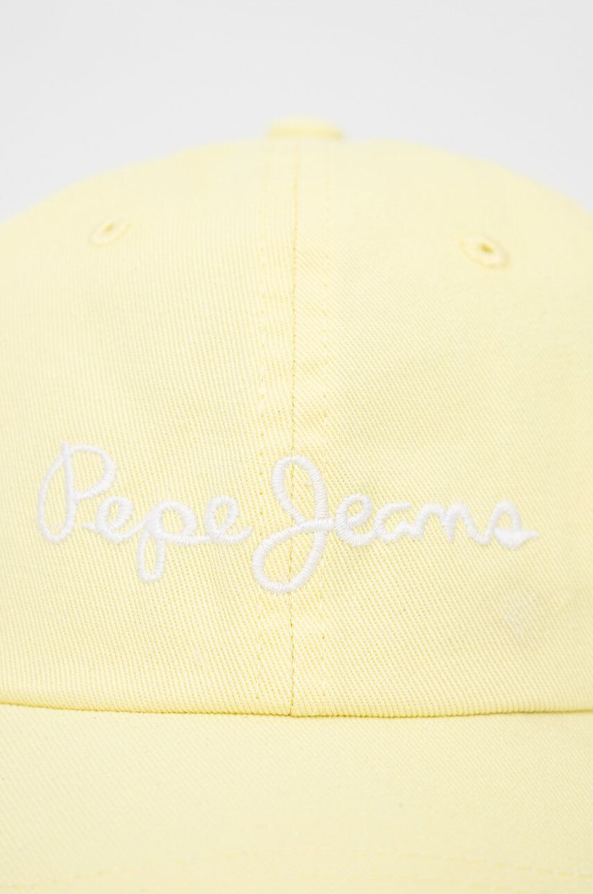 Pepe Jeans Памучна шапка Lucia Cap в жълто с апликация - Pepit.bg