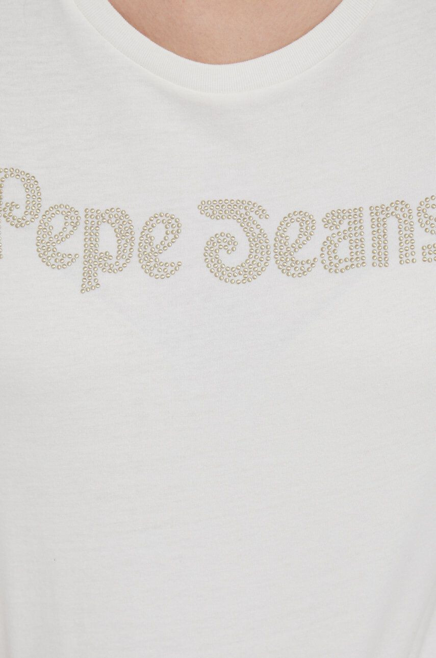 Pepe Jeans Памучна тениска в бежово - Pepit.bg