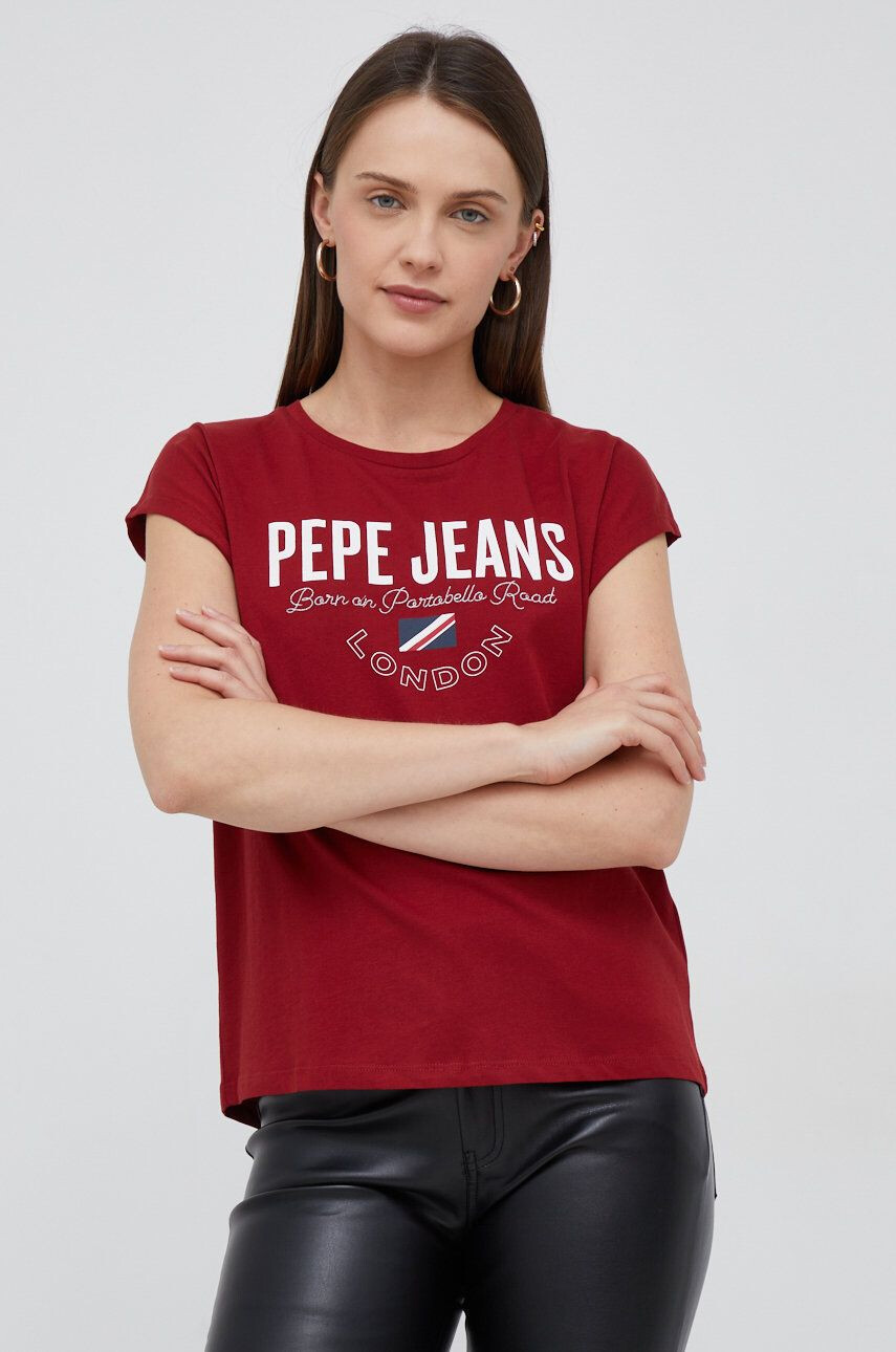 Pepe Jeans Памучна тениска в червено - Pepit.bg