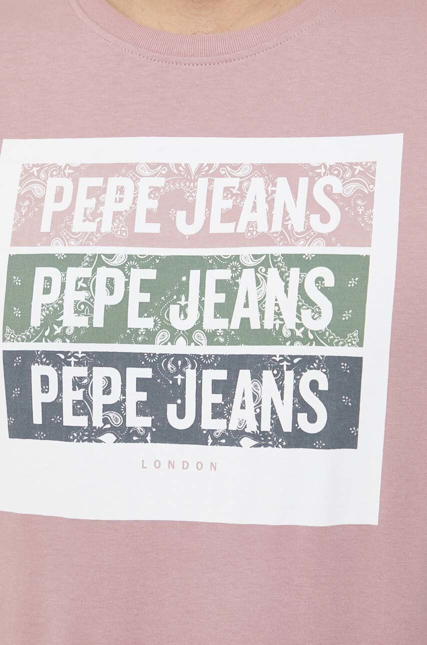 Pepe Jeans Памучна тениска Acee в розово с принт - Pepit.bg