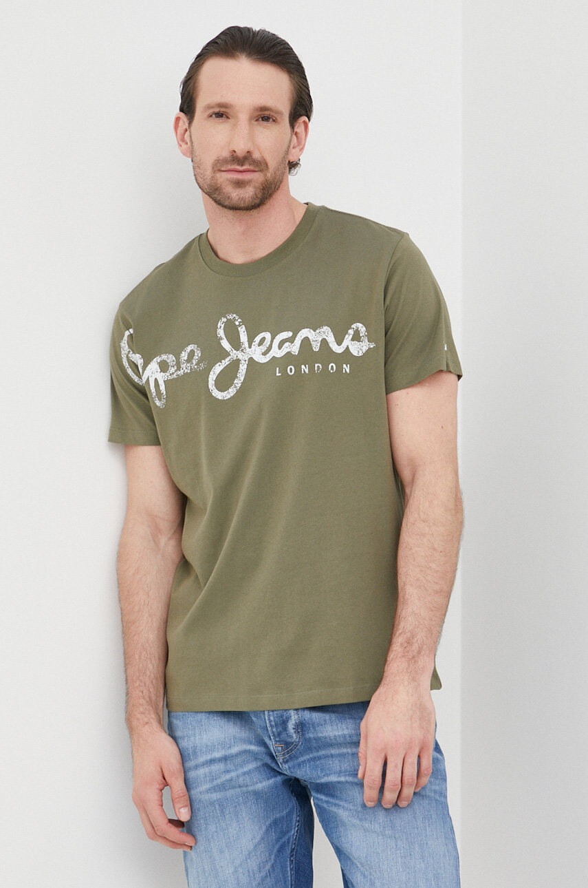 Pepe Jeans Памучна тениска Aleron - Pepit.bg