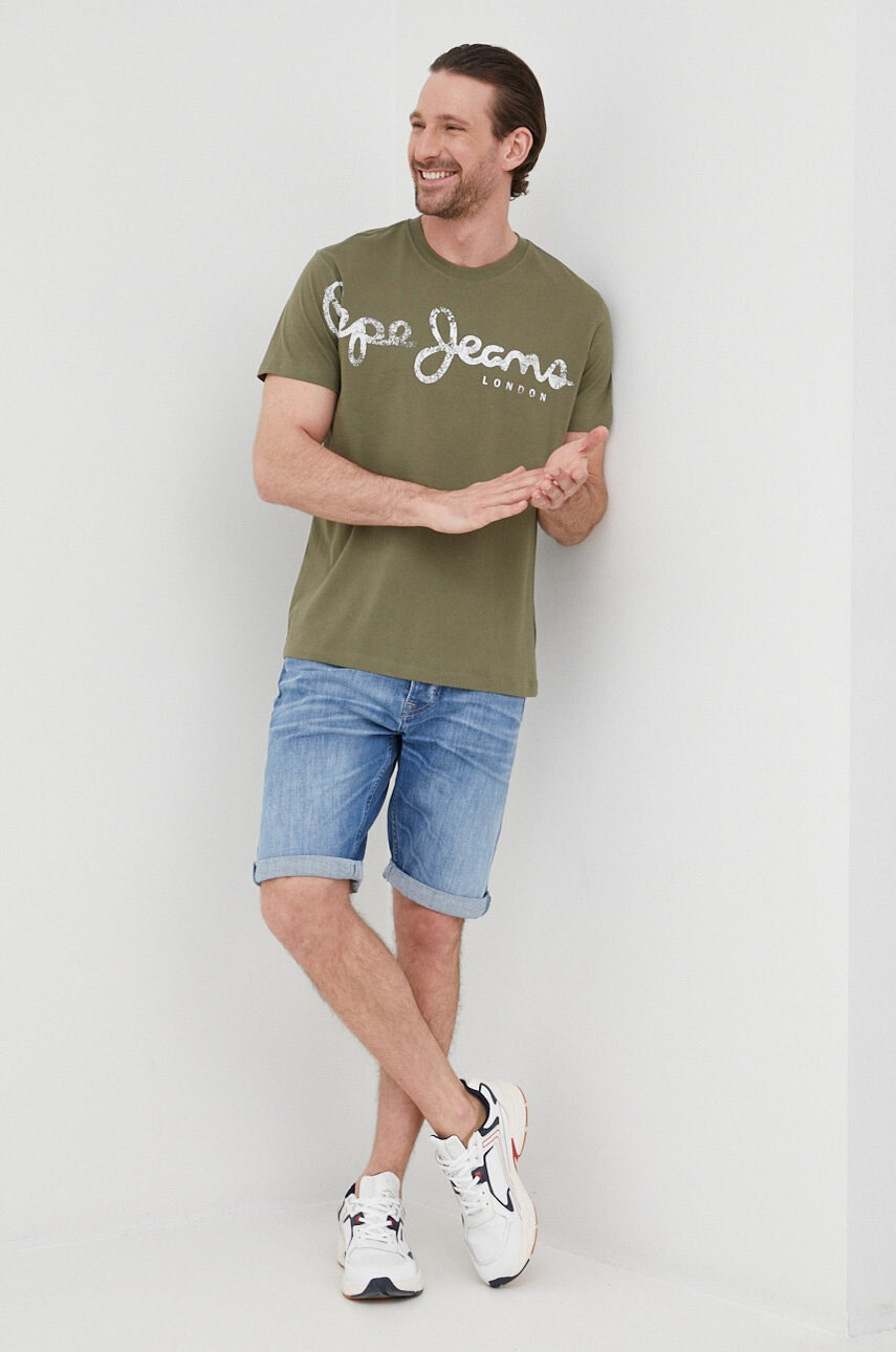 Pepe Jeans Памучна тениска Aleron - Pepit.bg