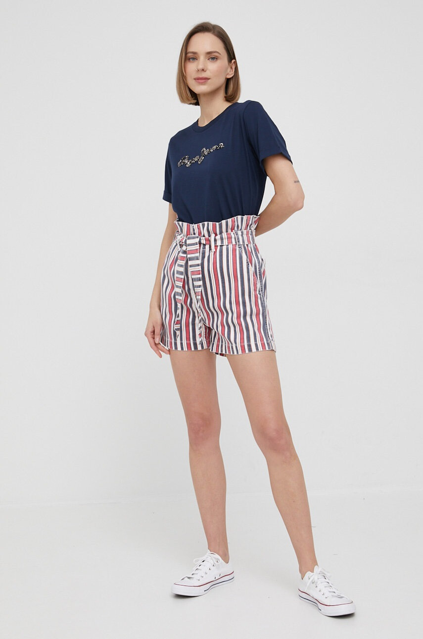 Pepe Jeans Памучна тениска Babette в тъмносиньо - Pepit.bg