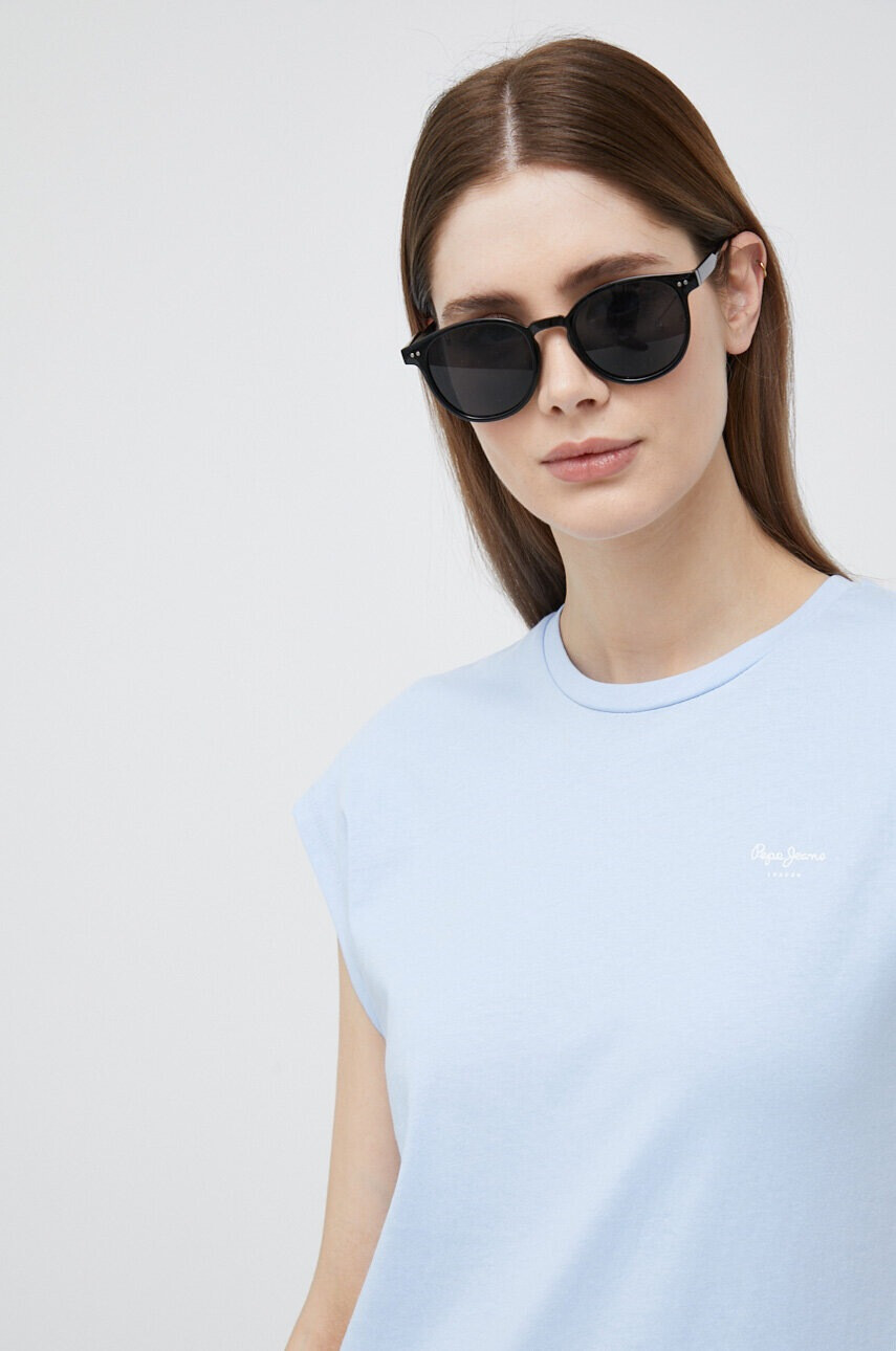 Pepe Jeans Памучна тениска Bloom в синьо - Pepit.bg