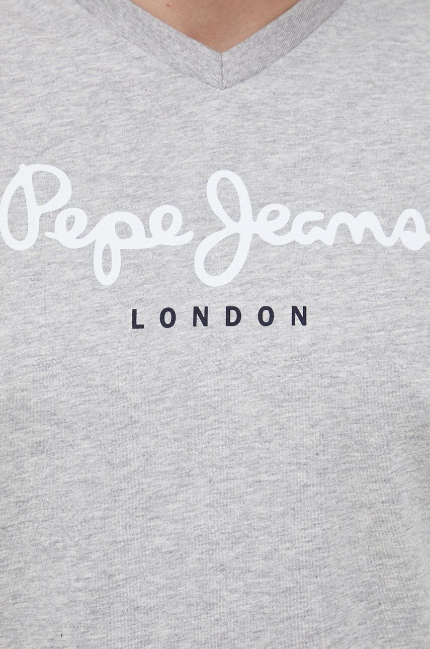 Pepe Jeans Памучна тениска Eggo в сиво с принт - Pepit.bg