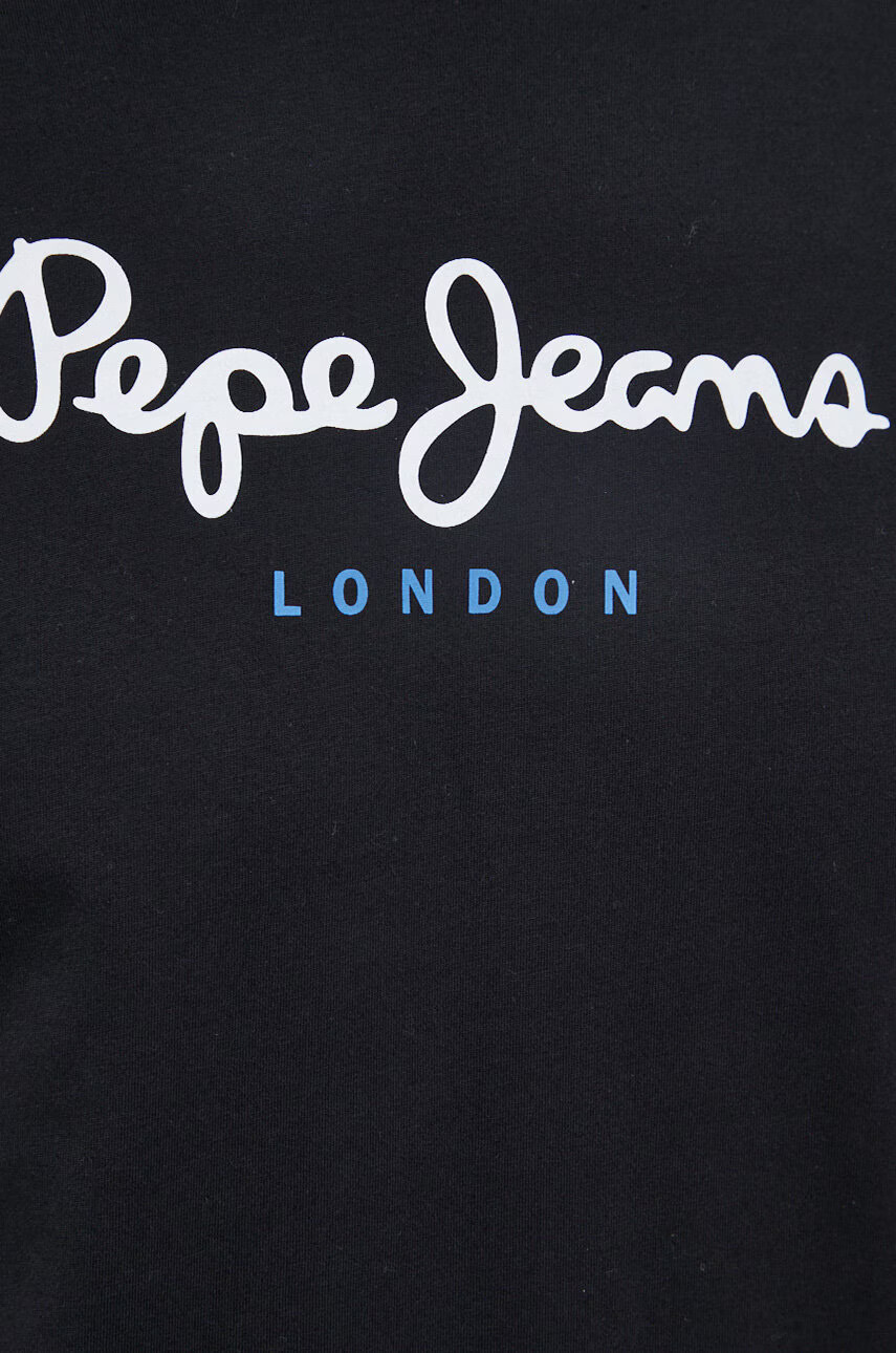 Pepe Jeans Памучна тениска Eggo в черно с принт - Pepit.bg