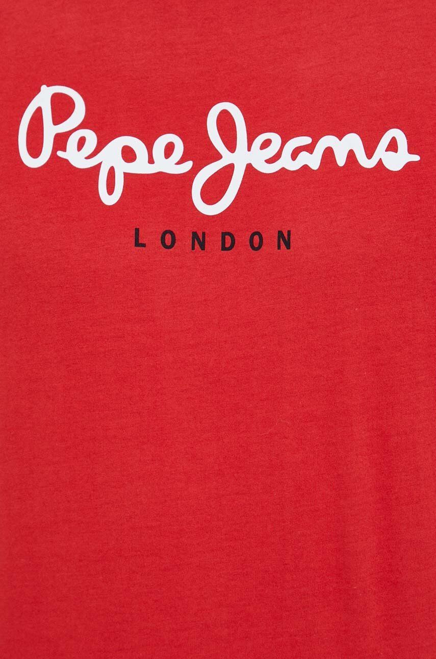 Pepe Jeans Памучна тениска Eggo в бежово с принт - Pepit.bg