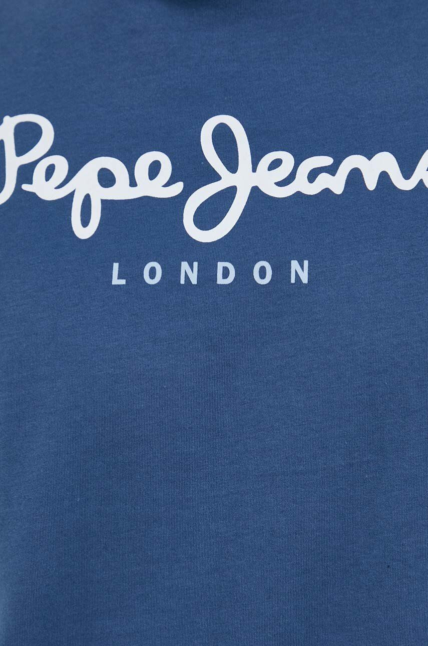 Pepe Jeans Памучна тениска Eggo в тъмносиньо с принт - Pepit.bg