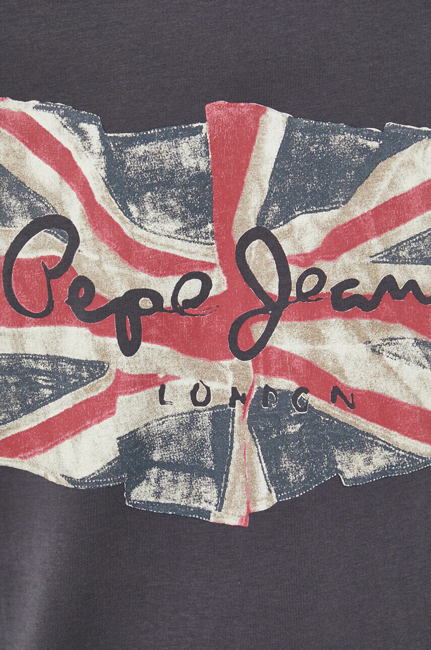 Pepe Jeans Памучна тениска Flag в сиво с принт - Pepit.bg