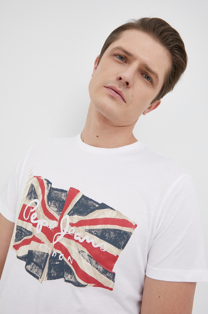 Pepe Jeans Памучна тениска Flag Logo N - Pepit.bg