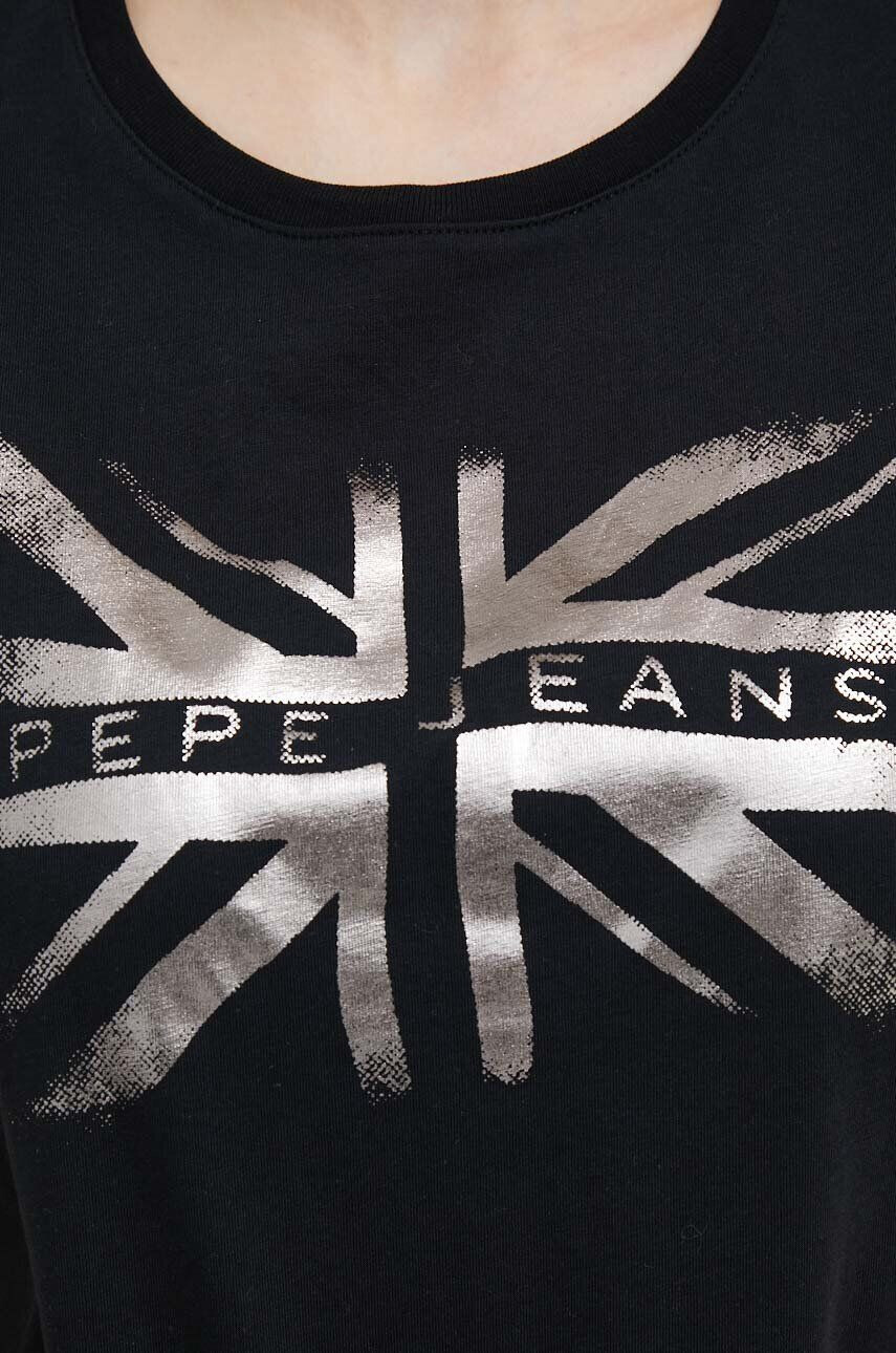 Pepe Jeans Памучна тениска Lali в черно - Pepit.bg