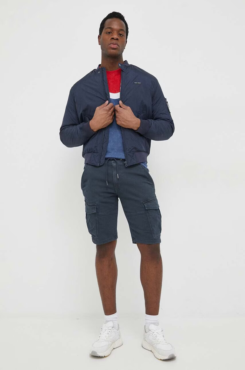 Pepe Jeans Памучна тениска Raider с десен - Pepit.bg
