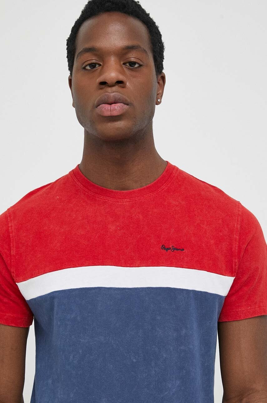 Pepe Jeans Памучна тениска Raider с десен - Pepit.bg