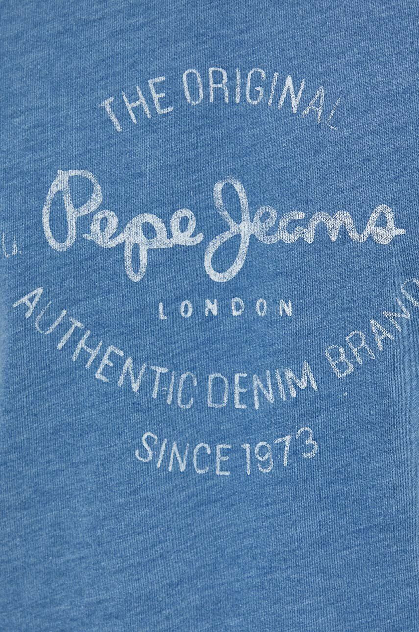 Pepe Jeans Памучна тениска Ringo в синьо с принт - Pepit.bg