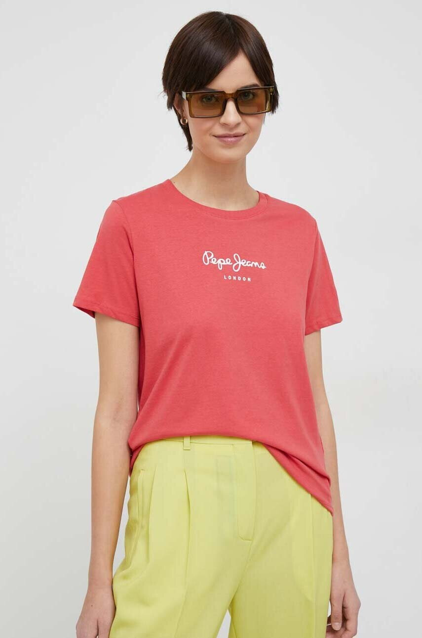 Pepe Jeans Памучна тениска Wendy В червено - Pepit.bg