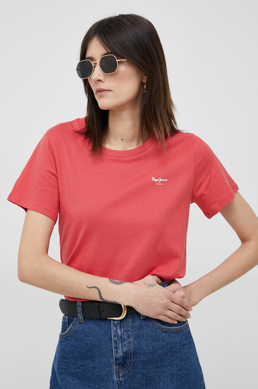 Pepe Jeans Памучна тениска Wendy Chest в червено - Pepit.bg