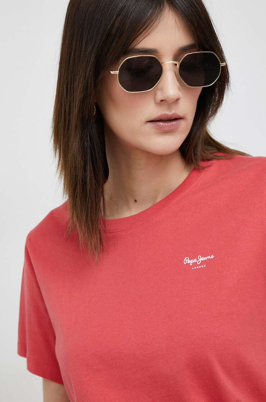Pepe Jeans Памучна тениска Wendy Chest в червено - Pepit.bg